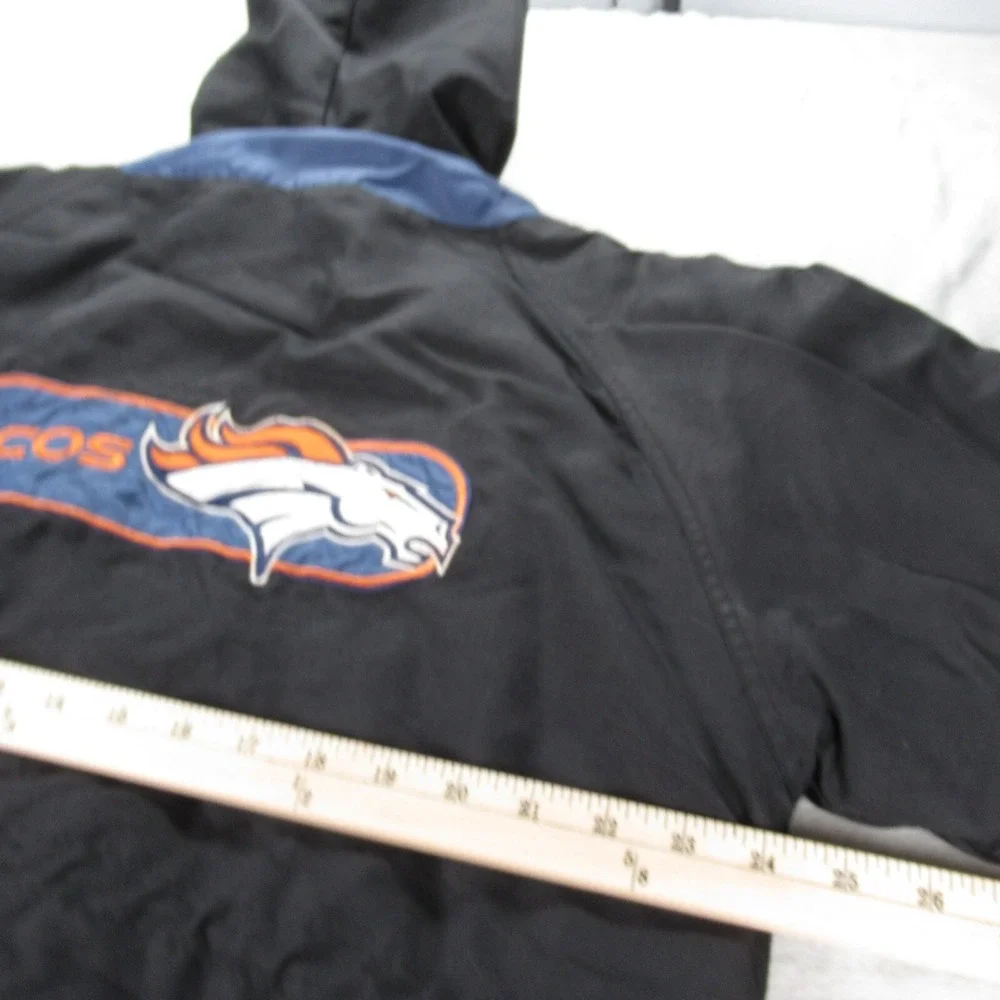 Denver Broncos Jacket Mens Medium Black G III & Carl Banks Hoodedd Zip Parka VTG